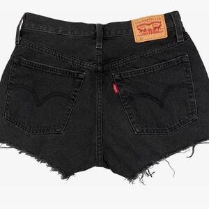 Levi's 501 Black High-Waist Cutoff Denim Shorts, button fly,